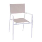 Silla de jardín apilable de textilene beige y aluminio - Foglio Viadurini