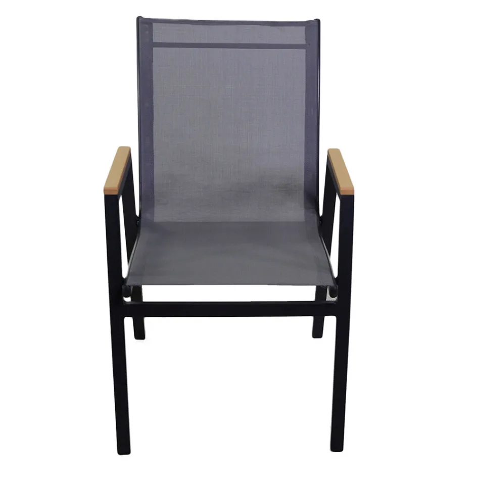 Sillón de aluminio y textileno con reposabrazos de polywood - Diario Viadurini