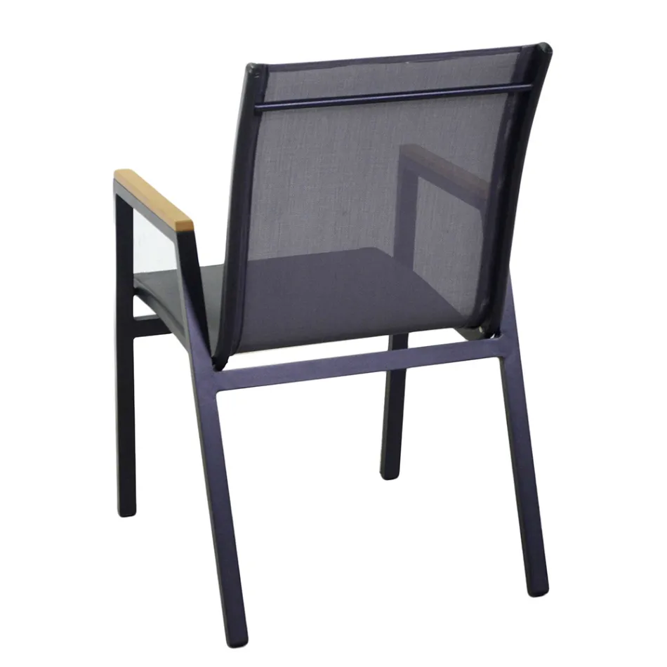 Sillón de aluminio y textileno con reposabrazos de polywood - Diario Viadurini