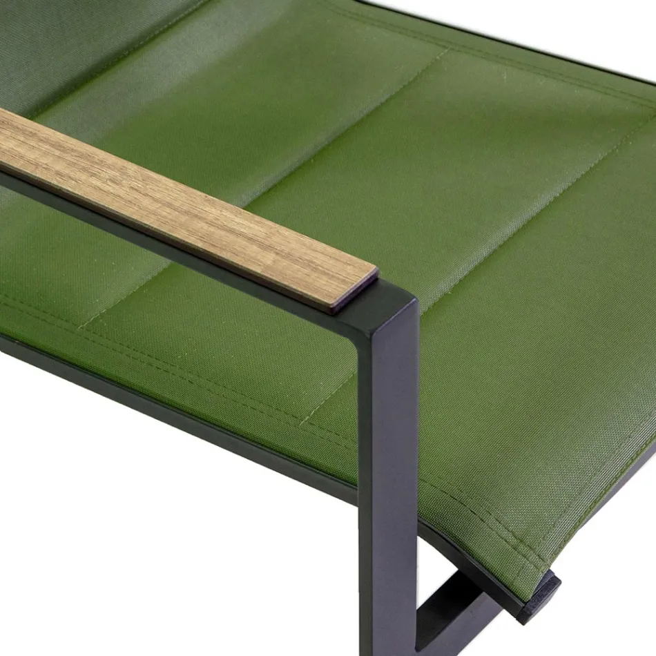 Sillón en Aluminio y Textilene con Inserción en los Reposabrazos en HPL - Righello Viadurini