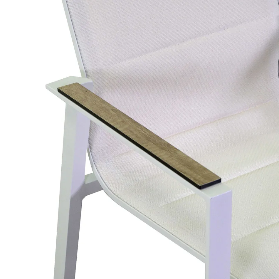 Sillón en Aluminio y Textilene con Inserción en los Reposabrazos en HPL - Righello Viadurini
