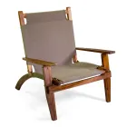 Sillón de madera de acacia y tejido de mezcla de algodón y poliéster - Bottega Viadurini