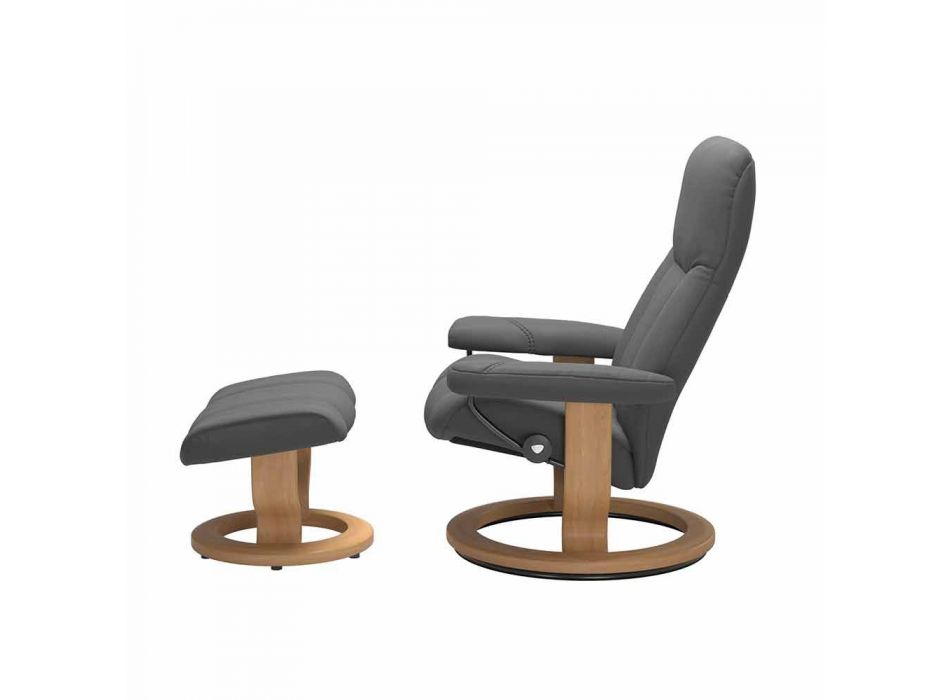 Relajante sillón reclinable de cuero con puf - Stressless Consul Viadurini