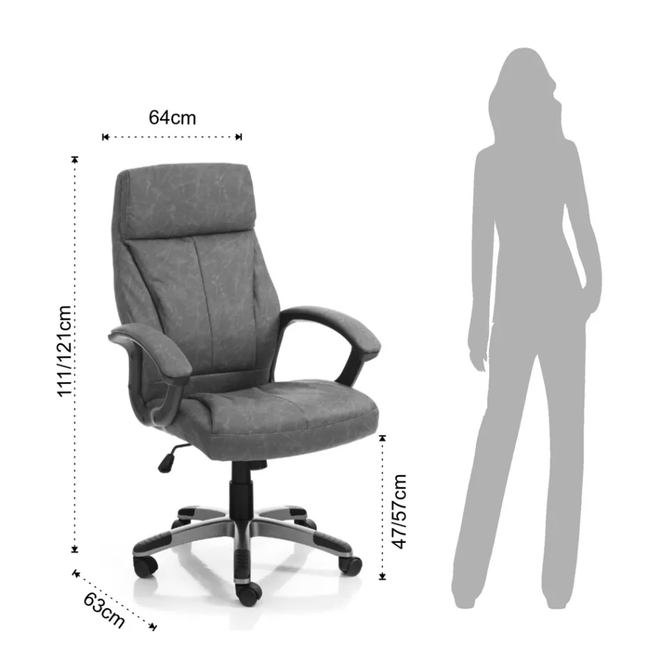 Sillón en Piel Sintética Efecto Envejecido - Rodio Viadurini