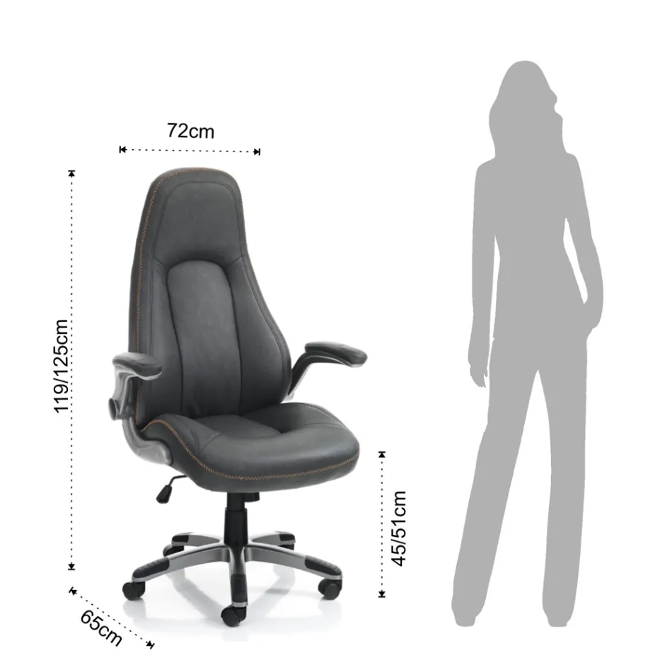 Sillón en Piel Sintética Gris Efecto Envejecido - Renio Viadurini