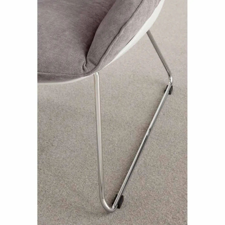 Sillón en polipropileno blanco y cojín gris abedul suave Viadurini
