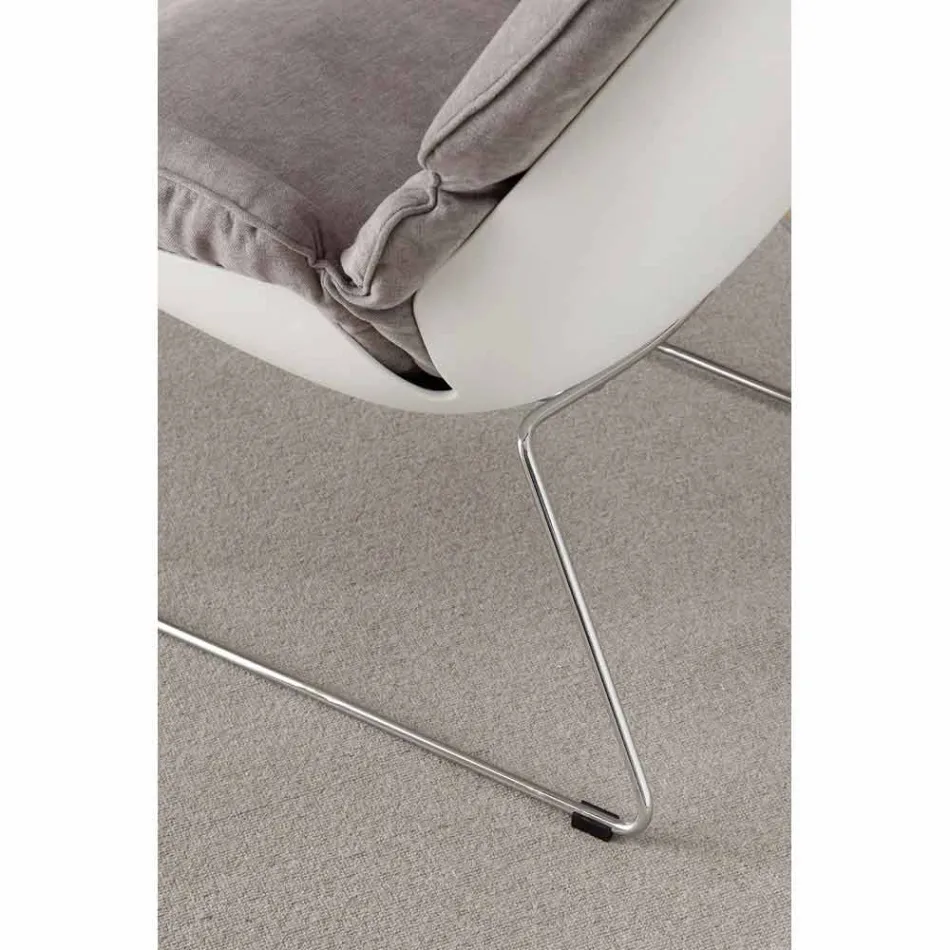 Sillón en polipropileno blanco y cojín gris abedul suave Viadurini