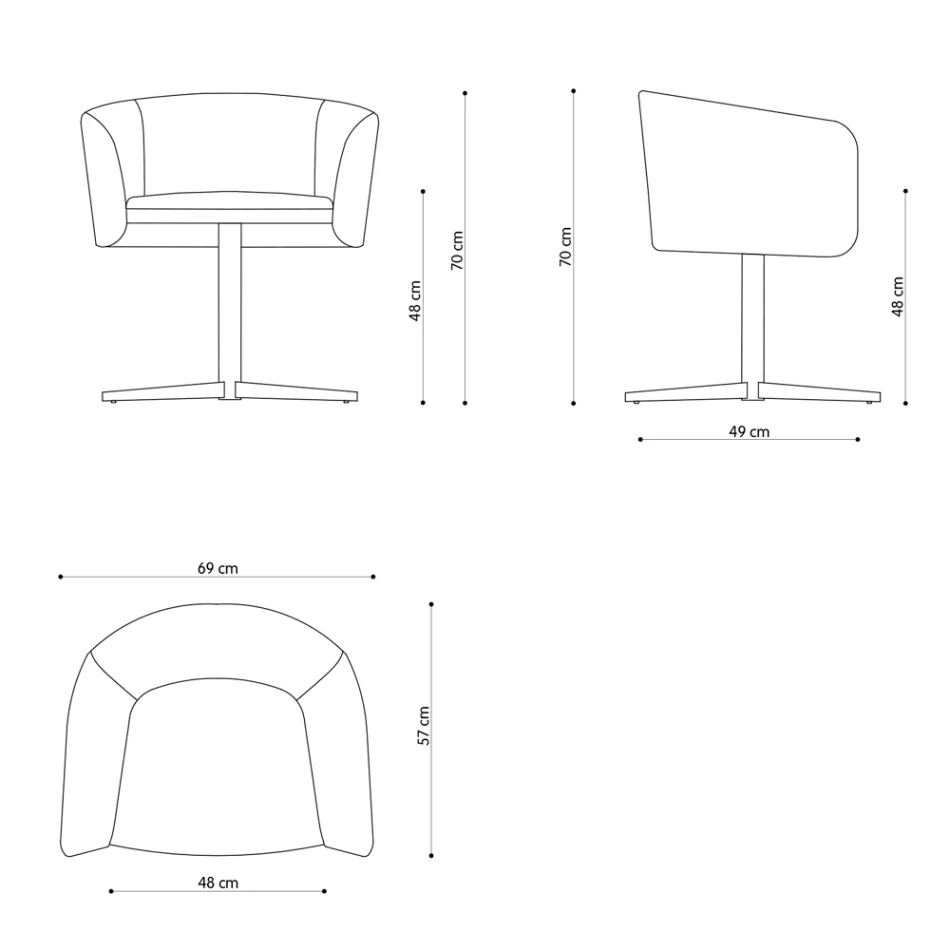 Sillón de tela con base giratoria de metal de lujo Made in Italy - Bergen Viadurini