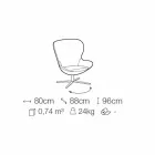 Sillón de tela con base giratoria en metal precioso Made in Italy - Papaya Viadurini