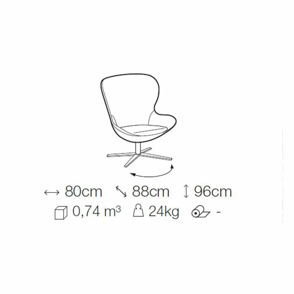 Sillón de tela con base giratoria en metal precioso Made in Italy - Papaya Viadurini