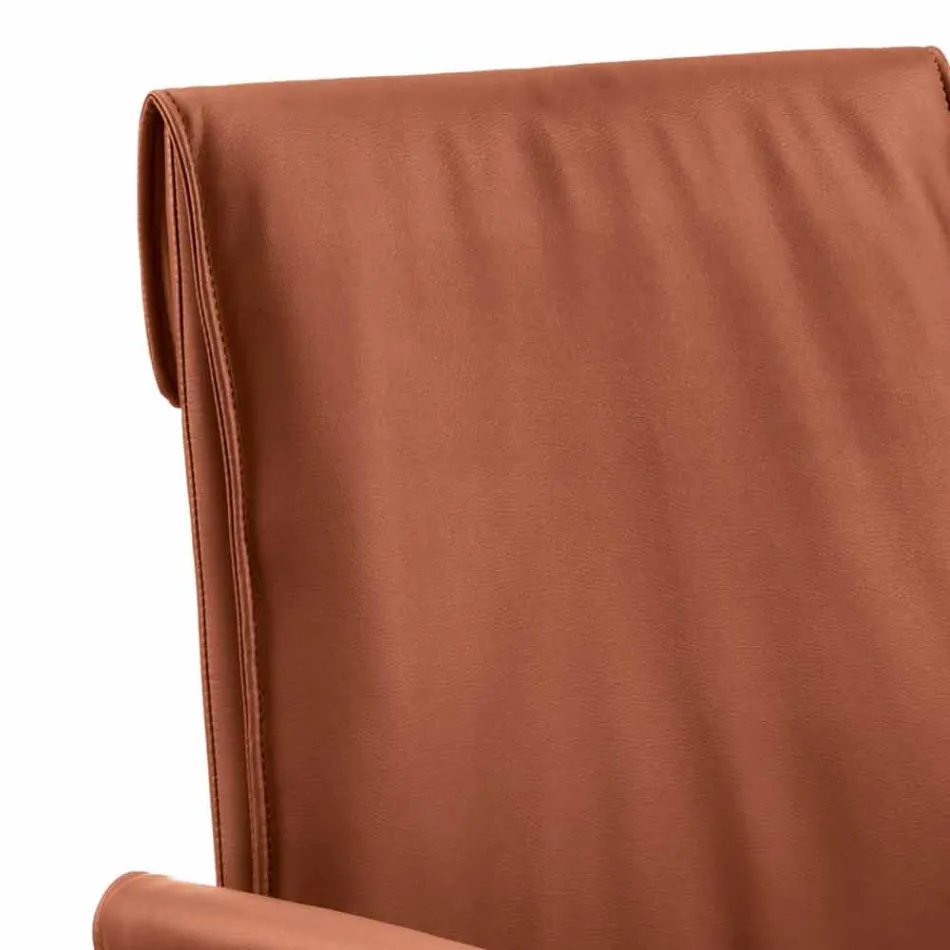 Sillón hecho en Italia cubierto en cuero Niles, diseño moderno Viadurini