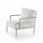 Sillón de diseño moderno en acero y PVC negro o blanco para exterior - Ontario2 Viadurini