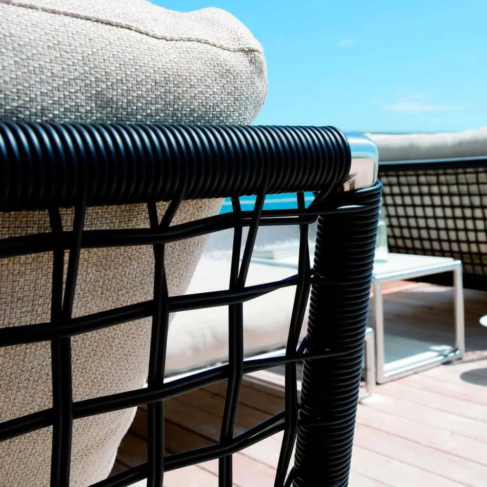 Sillón de diseño moderno en acero y PVC negro o blanco para exterior - Ontario2 Viadurini