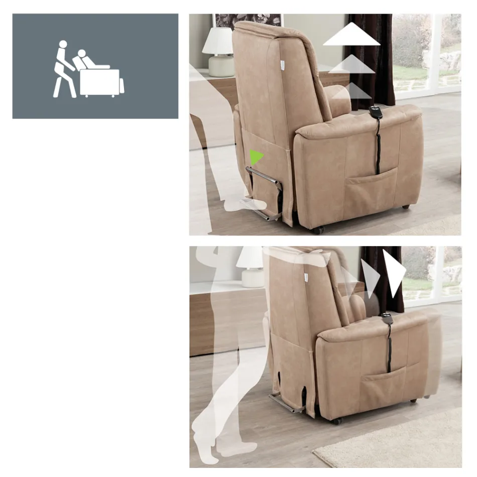 Sillón elevador motorizado Via Venezia con dos motores Viadurini