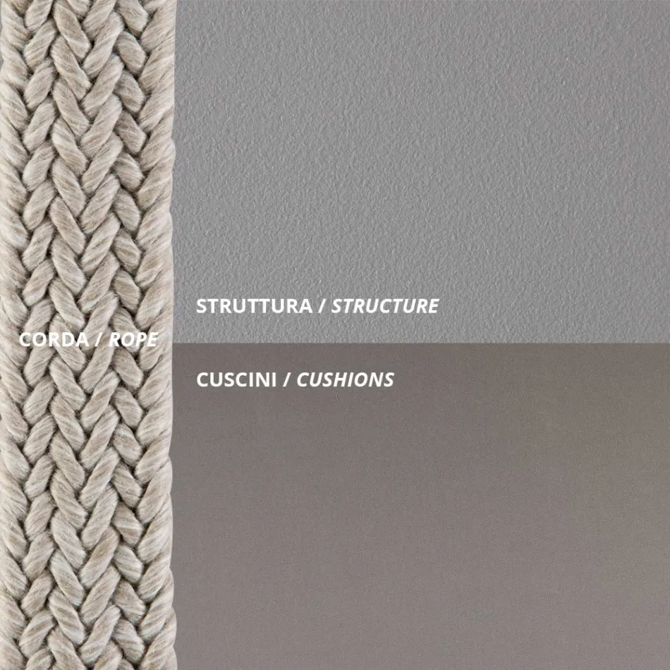 Sillón de exterior en acero Varios tamaños y cojines incluidos Made in Italy - Bronn Viadurini