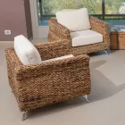 Sillón de exterior en tejido de plátano con cojines - Legolas Viadurini