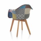 Sillón de diseño patchwork en tela con patas de madera, 2 piezas - Selena Viadurini