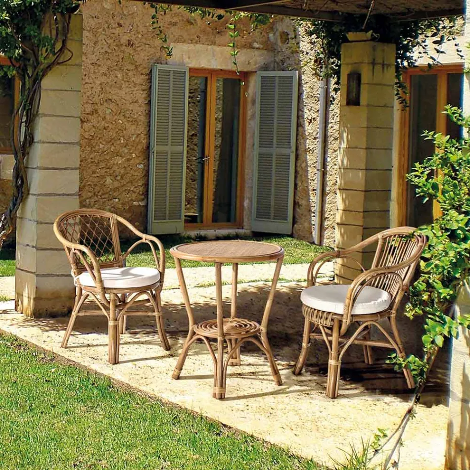 Sillón de Exterior de Jardín Apilable en Rattan Natural - Spora Viadurini