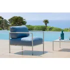 Sillón de exterior con reposabrazos de tela y metal Made in Italy - Cola Viadurini