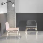 Sillón fino en tela o terciopelo con base de haya Made in Italy - Molde Viadurini
