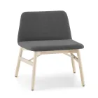 Sillón fino en tela o terciopelo con base de haya Made in Italy - Molde Viadurini