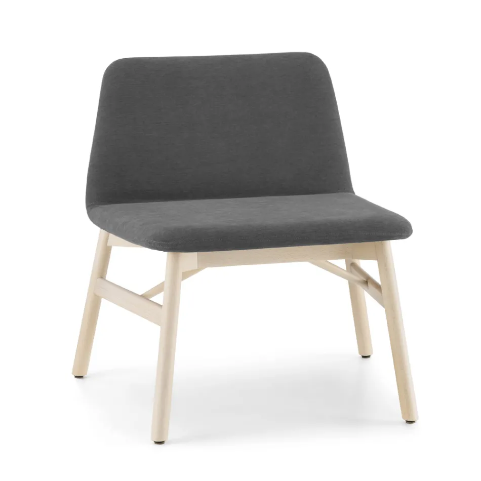 Sillón fino en tela o terciopelo con base de haya Made in Italy - Molde Viadurini