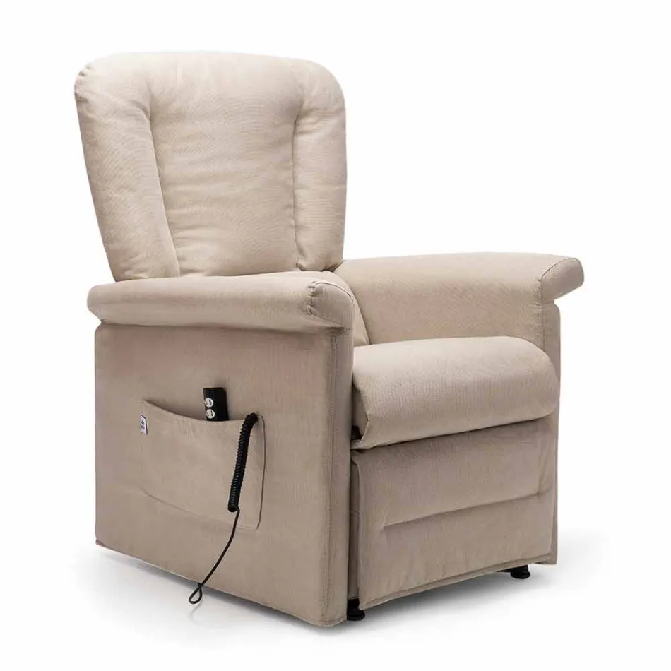 Sillón reclinable Lift Relax de 2 motores con ruedas Made in Italy - Isabelle Viadurini