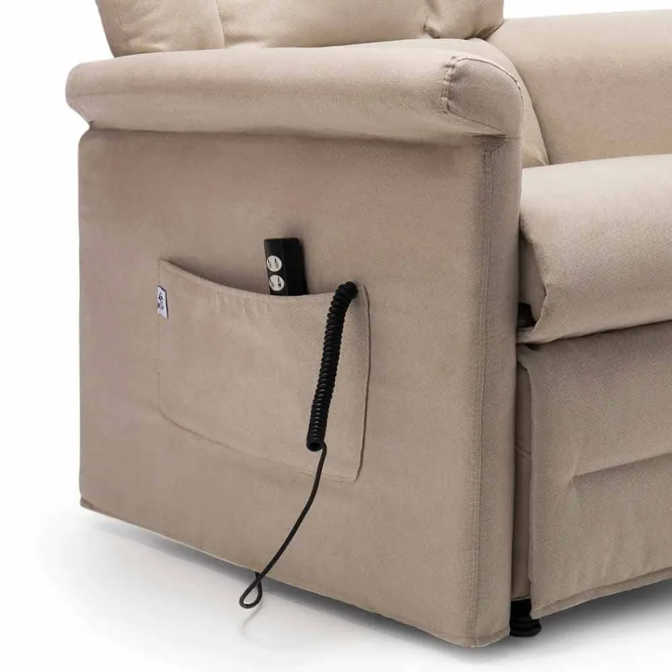 Sillón reclinable Lift Relax de 2 motores con ruedas Made in Italy - Isabelle Viadurini