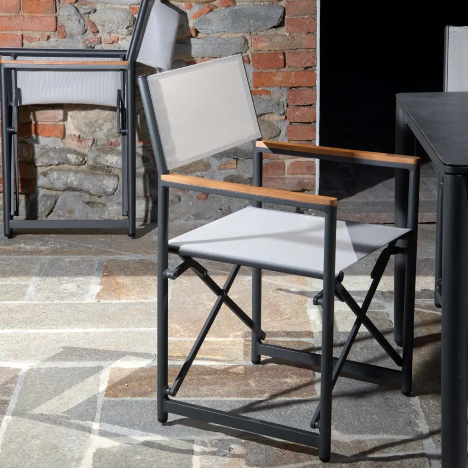 Silla de Director de Aluminio, Textilene y Apoyabrazos de Teka - Tenda Viadurini