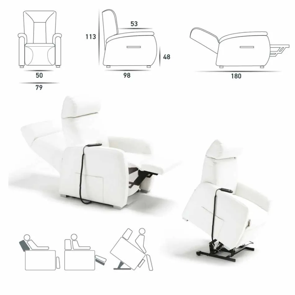 Relaja la silla alzapersona 2 motores de diseño Rosa, hechas en Italia Viadurini