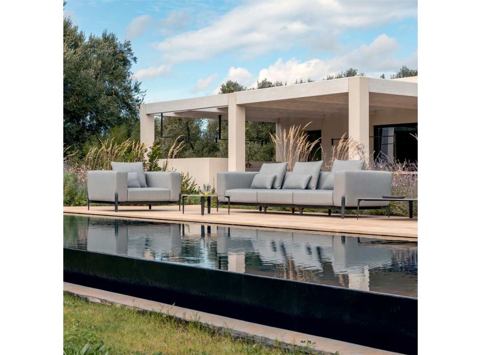 Sillón de Jardín Relajante en Aluminio y Tela, Diseño en 3 Acabados - Filomena Viadurini