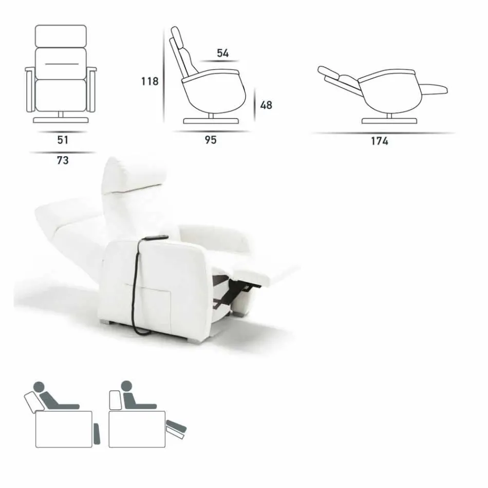sillón giratorio motorizado relajante en textil y piel / cuero / imitación de Gemma Viadurini