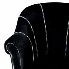 Sillón lounge en terciopelo negro con costuras en contraste Made in Italy - Rueda Viadurini