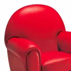 Sillón de salón tapizado en cuero con pies de madera Made in Italy - Pegolo Viadurini