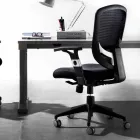 Sillón giratorio operativo moderno y semidireccional en malla negra - Simona Viadurini