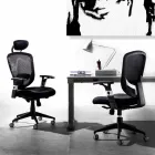 Sillón giratorio operativo moderno y semidireccional en malla negra - Simona Viadurini