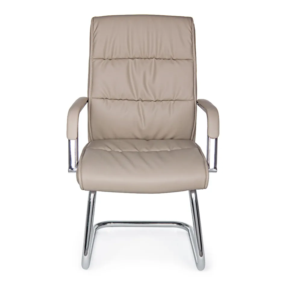Silla de Oficina Trineo Acero y Ecopiel con Reposabrazos 2 Piezas - Monaldo Viadurini