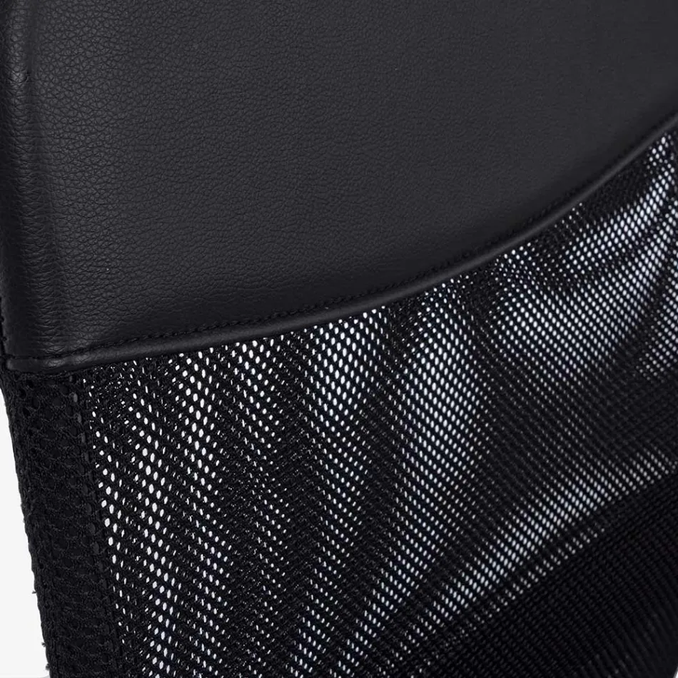 Silla giratoria de oficina en acero y malla de poliéster con reposabrazos - Amuni Viadurini