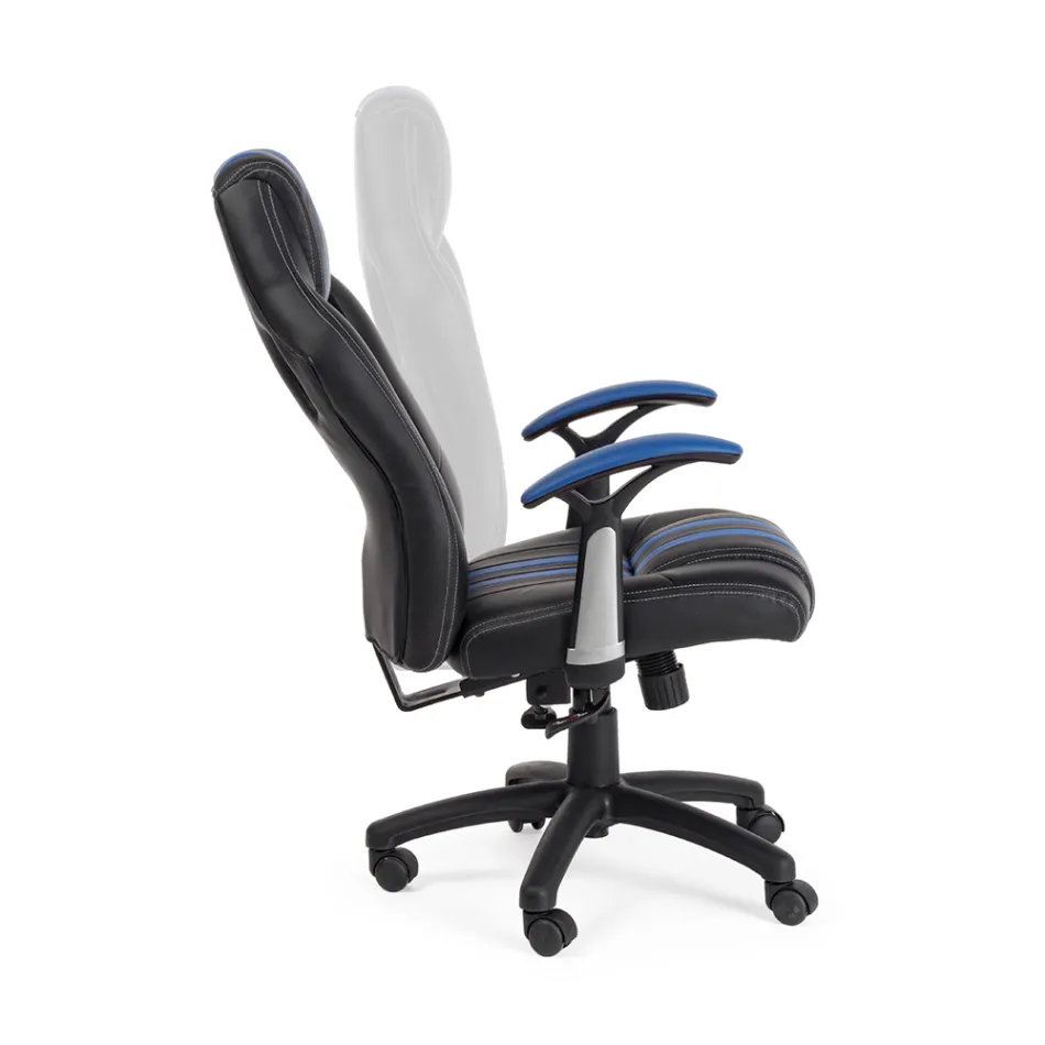 Sillón de oficina giratorio reclinable en ecopiel y nailon 2 colores - Saronno Viadurini