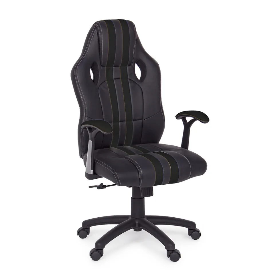 Sillón de oficina giratorio reclinable en ecopiel y nailon 2 colores - Saronno Viadurini