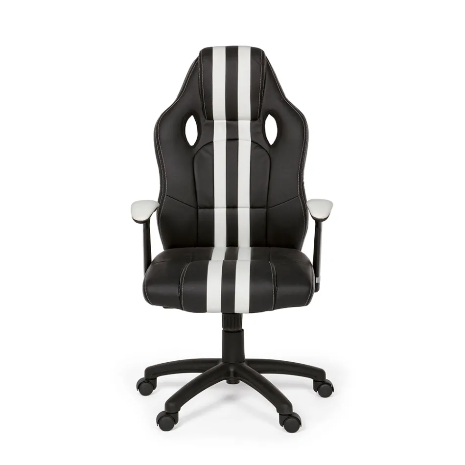 Sillón de oficina giratorio reclinable en ecopiel y nailon 2 colores - Saronno Viadurini