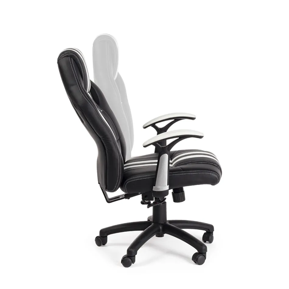 Sillón de oficina giratorio reclinable en ecopiel y nailon 2 colores - Saronno Viadurini