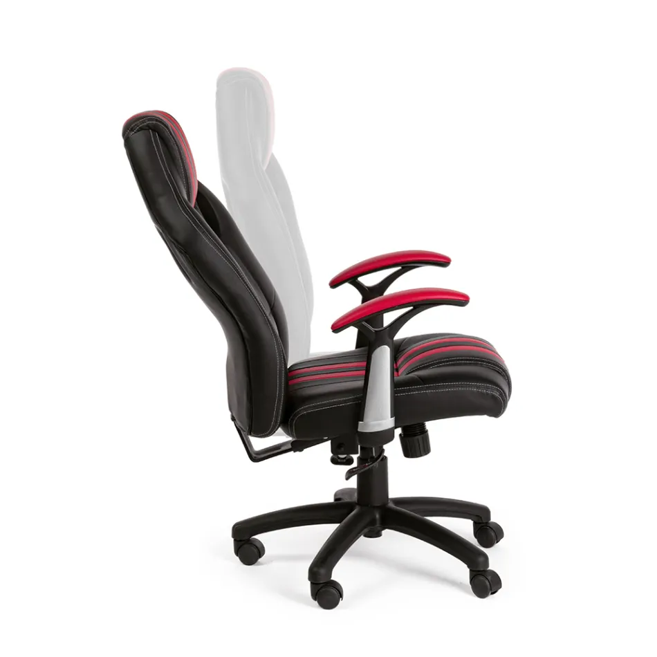 Sillón de oficina giratorio reclinable en ecopiel y nailon 2 colores - Saronno Viadurini