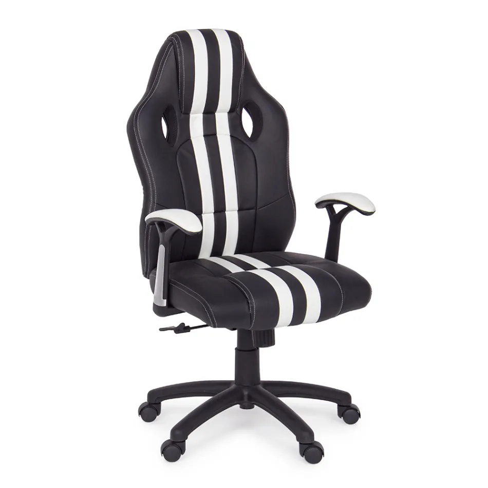 Sillón de oficina giratorio reclinable en ecopiel y nailon 2 colores - Saronno Viadurini