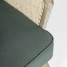 Sillón vintage de madera con reposabrazos de ratán y poliéster - Ludovica Viadurini
