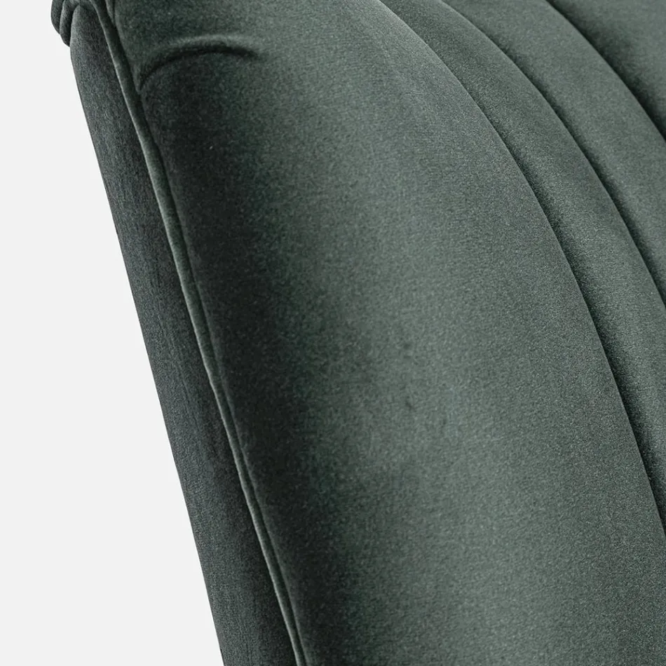 Sillón vintage de madera con reposabrazos de ratán y poliéster - Ludovica Viadurini