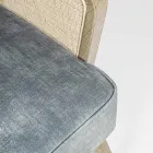 Sillón vintage de madera con reposabrazos de ratán y poliéster - Ludovica Viadurini