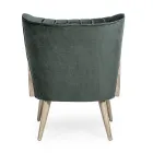 Sillón vintage de madera con reposabrazos de ratán y poliéster - Ludovica Viadurini