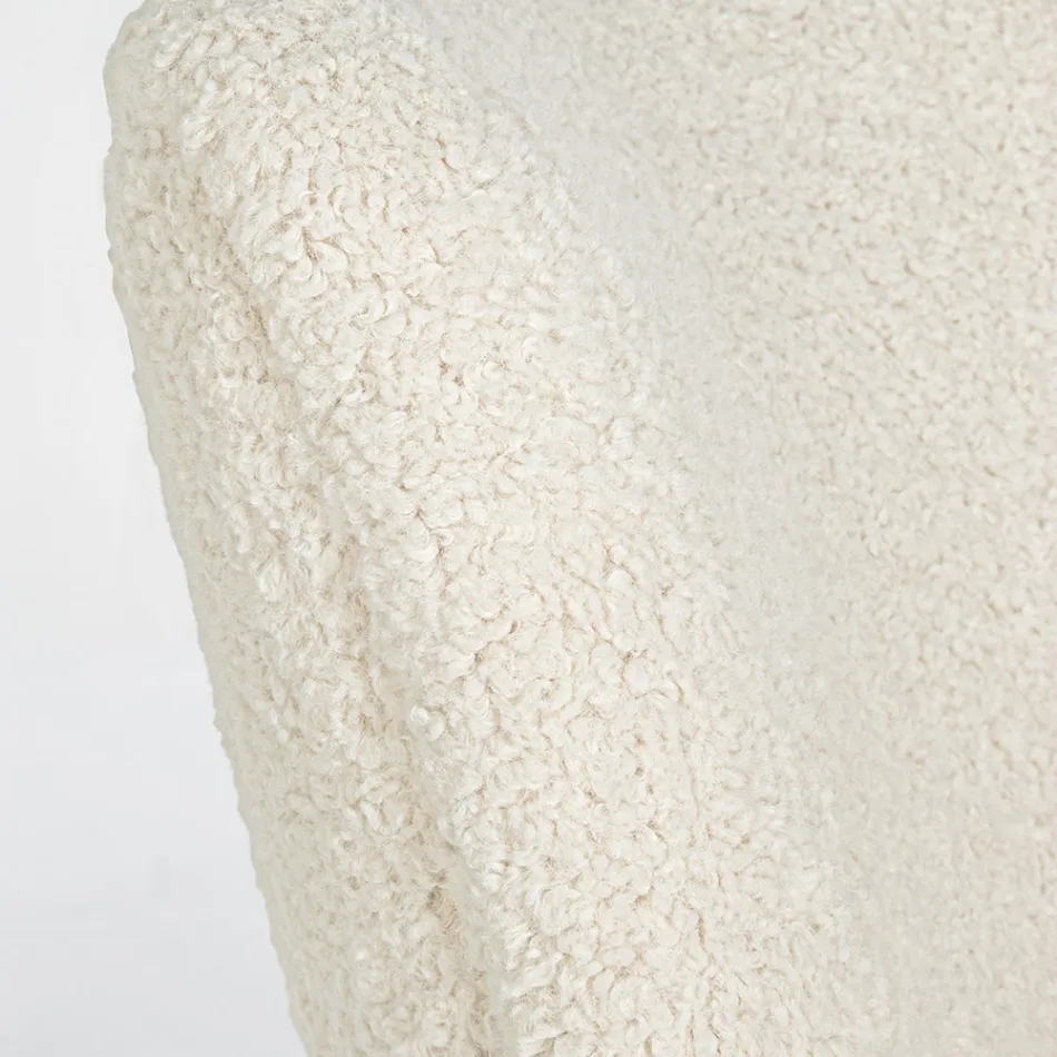 Sillón VIntage en madera de caucho y asiento y apoyabrazos con efecto de lana - Patrizia Viadurini