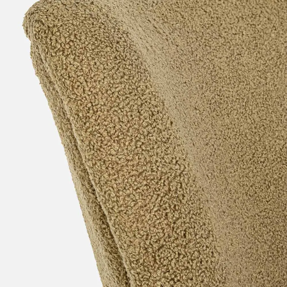 Sillón VIntage en madera de caucho y asiento y apoyabrazos con efecto de lana - Patrizia Viadurini